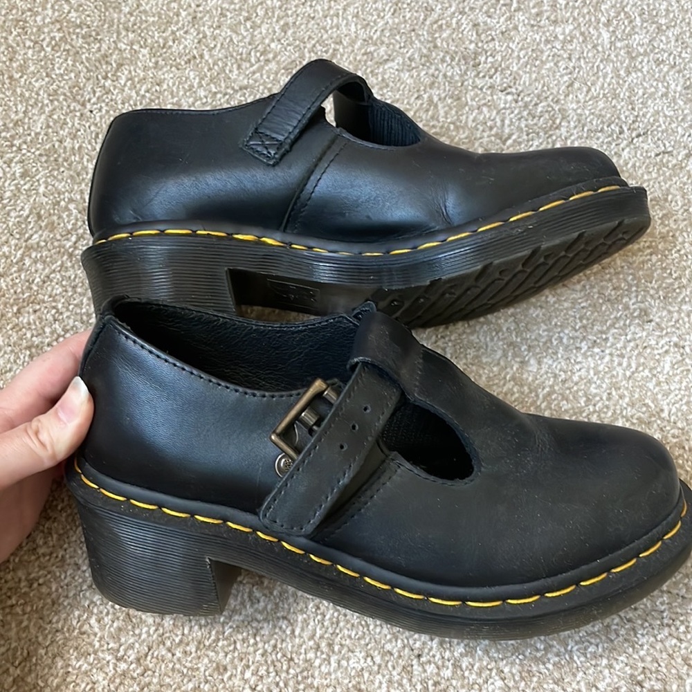 Dr. (Doc) Martens Black SOPHIA Leather Heeled Mary Jane Shoes